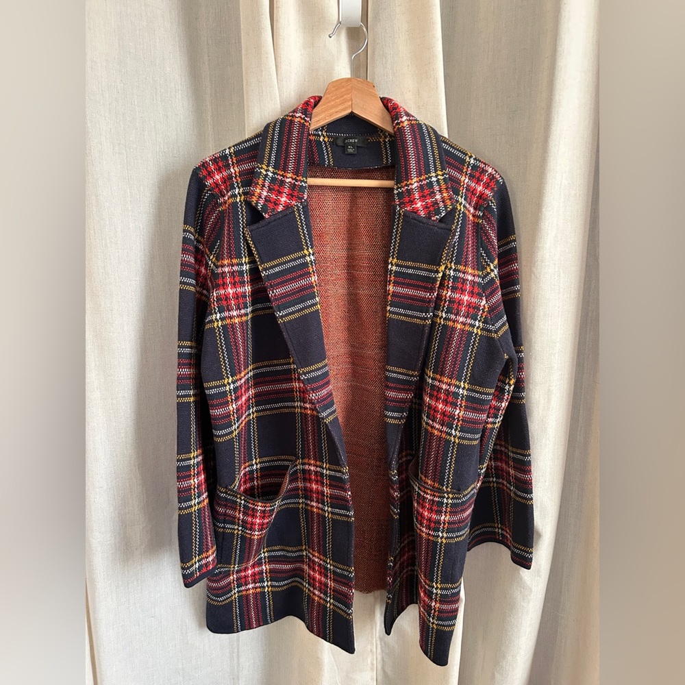 J. Crew Plaid Cardigan - Red, Yellow, Black